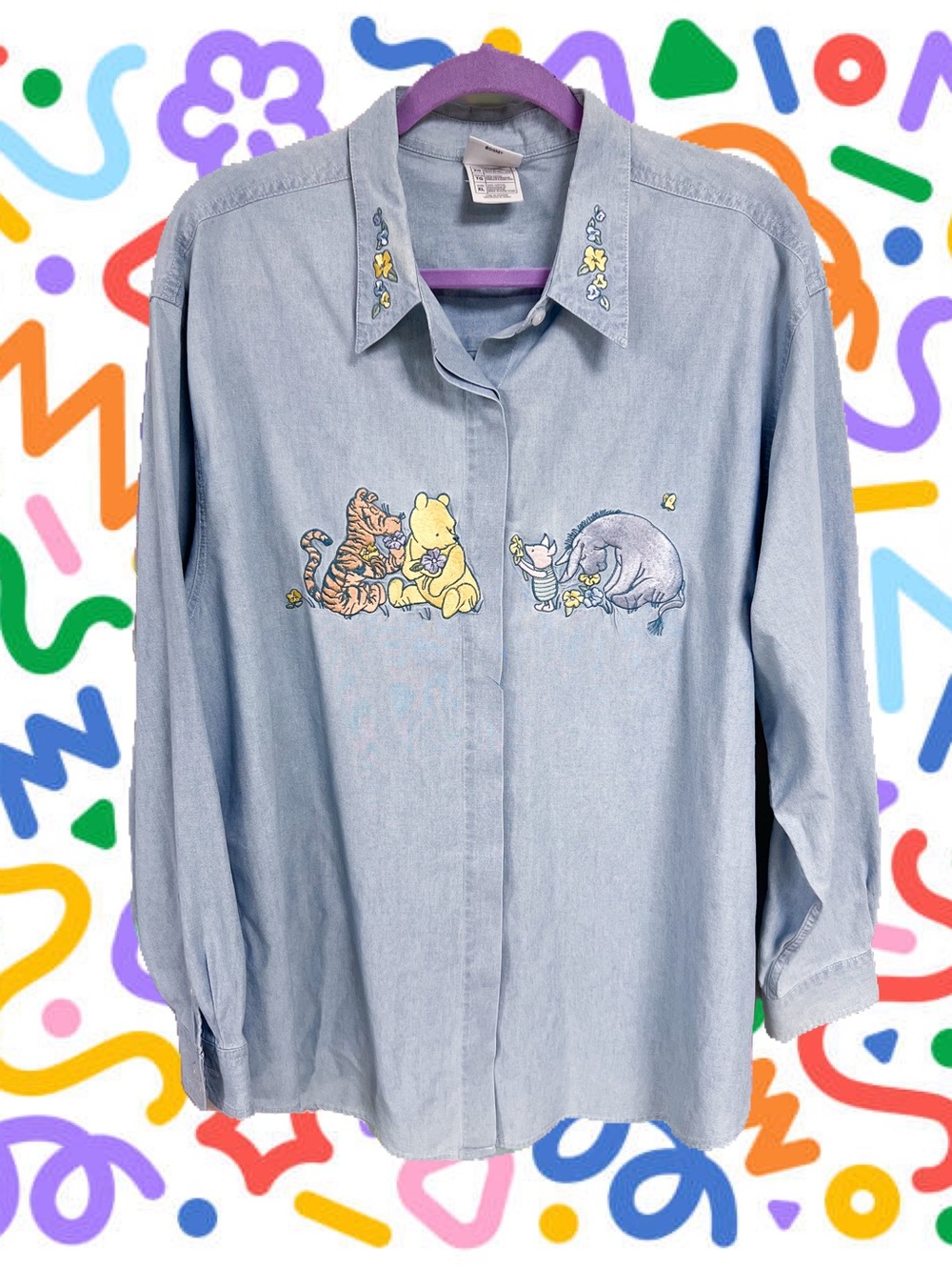 The Disney Store Winnie the Pooh and Friends Vtg style patchwork button up